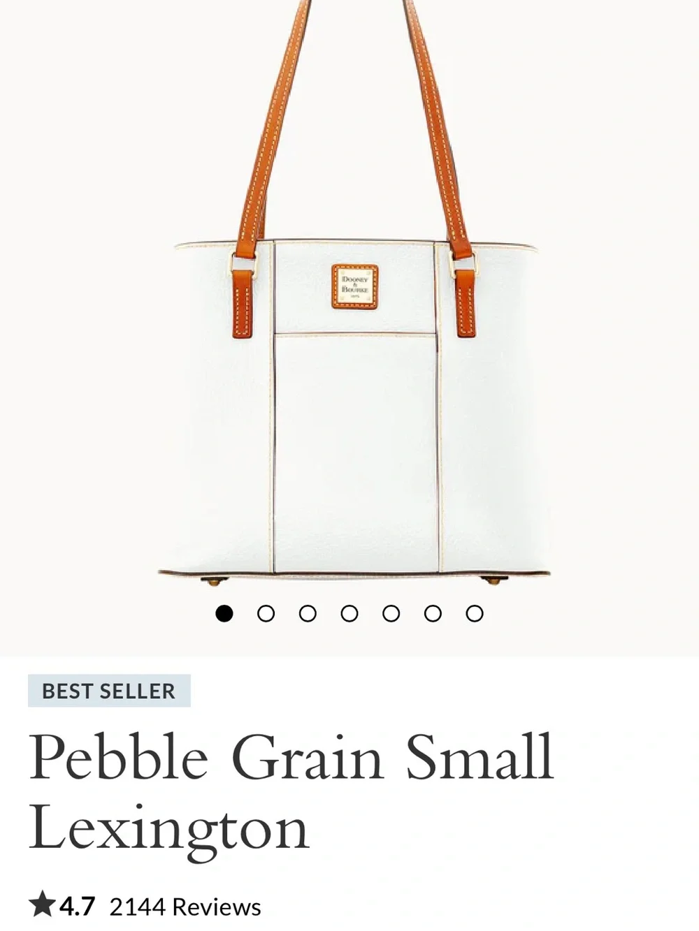 NWOT Dooney & Bourke Cream Pebbled Leather Lexington Tote